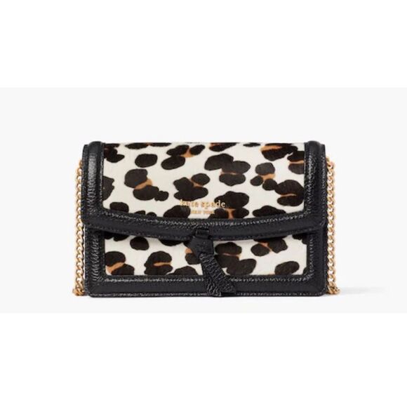 Kate Spade Knott calf hair and pebbled leather flap crossbody NWT - Picture 1 of 11